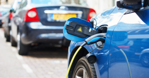 blue car charging