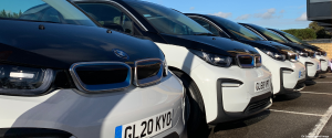 Row of BMW i3 electric cars